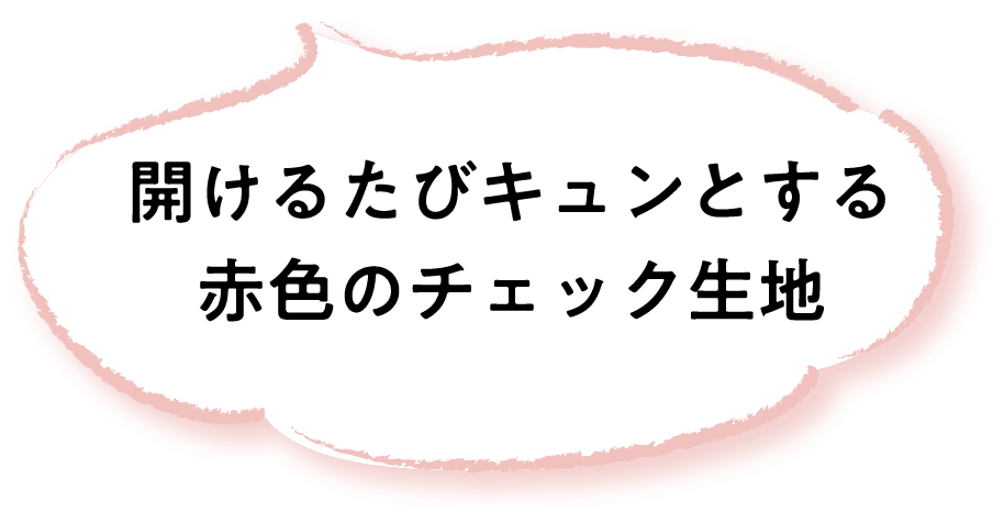 開けるたびキュンとする赤色のチェック生地